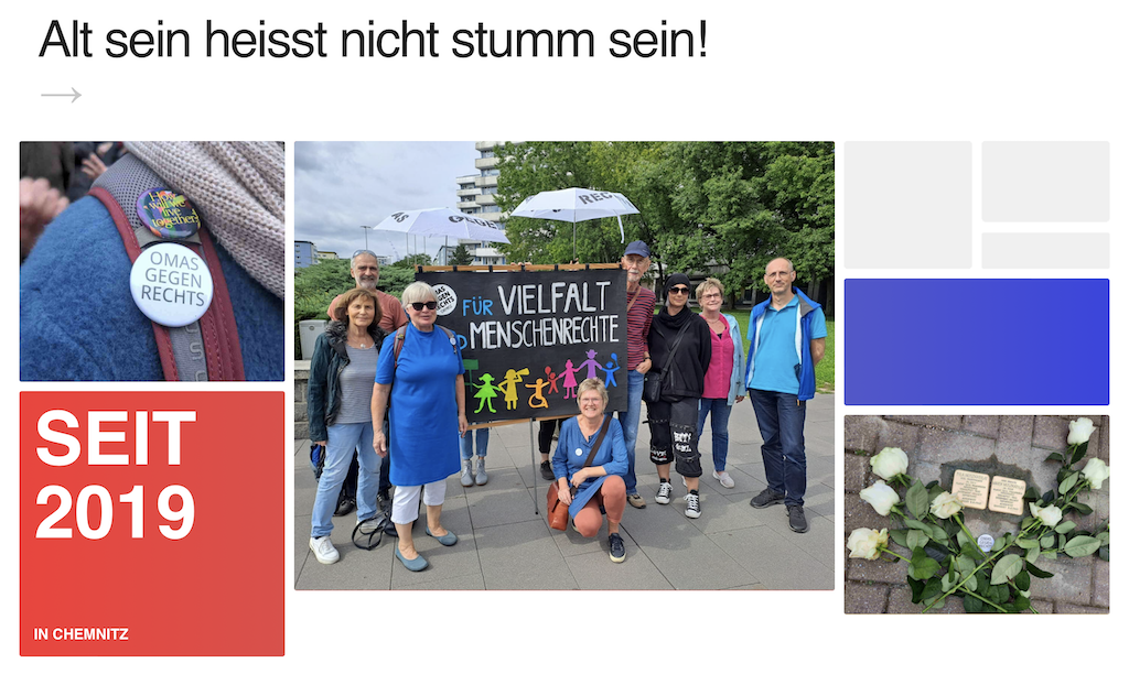 "Screenshot der Webseite Omas gegen Rechts Chemnitz"
